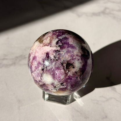 レピドライトwithピンクトルマリン・スフィア