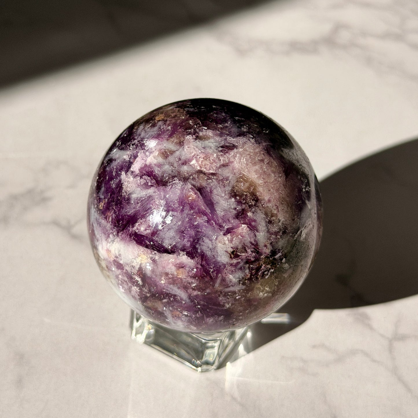 レピドライトwithピンクトルマリン・スフィア