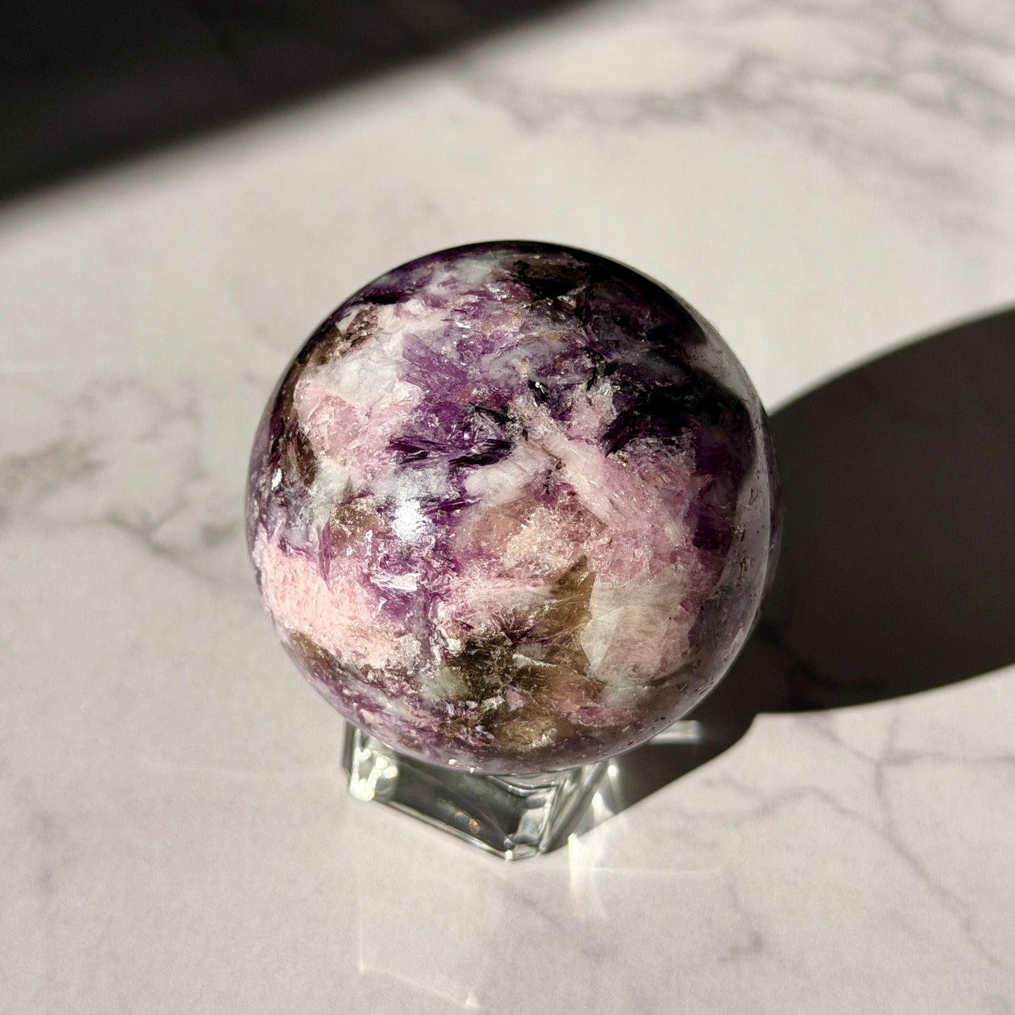 レピドライトwithピンクトルマリン・スフィア