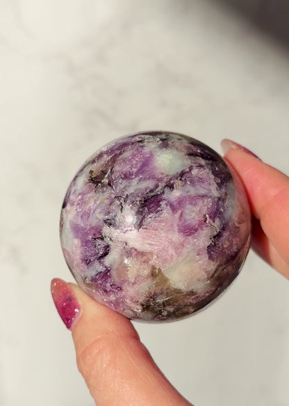 レピドライトwithピンクトルマリン・スフィア